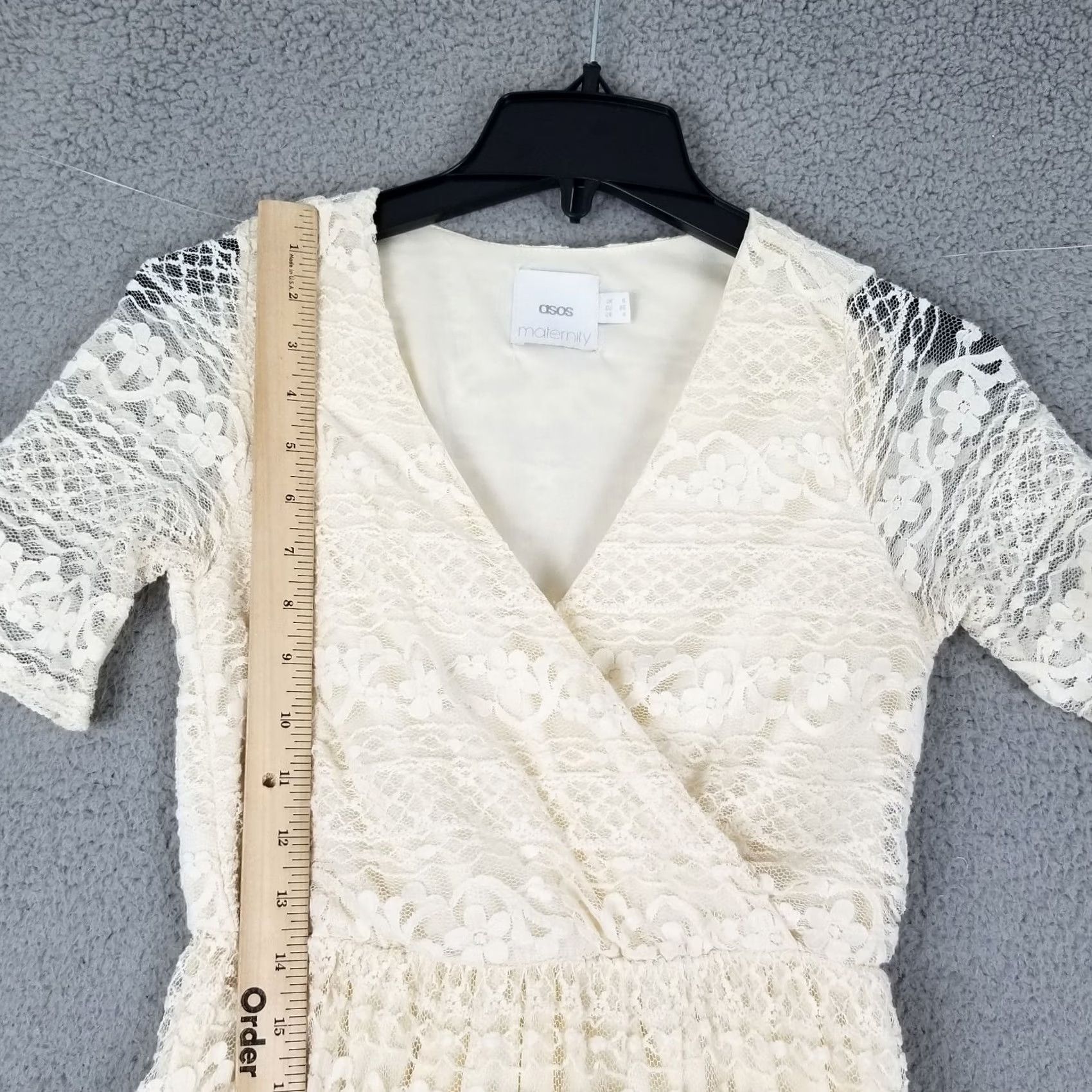 Asos ASOS Women's Maternity Lace Midi Dress Lined Short Sleeve Floral Ivory Size 4 Womens Size S / US 4 / IT 40 - 3 Thumbnail