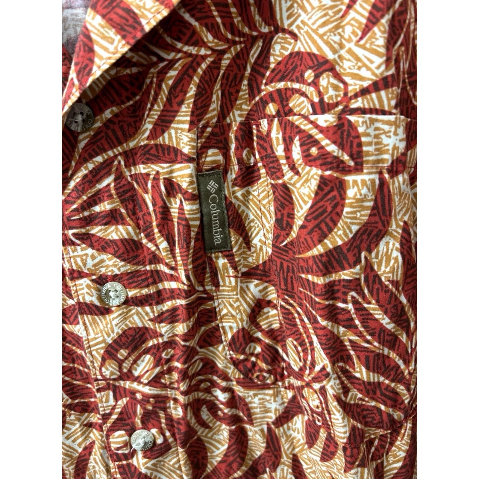 Vintage Columbia Shirt Mens Medium Red Orange Floral Hawaiian Button-Down Short Sleeve Size US M / EU 48-50 / 2 - 5 Thumbnail