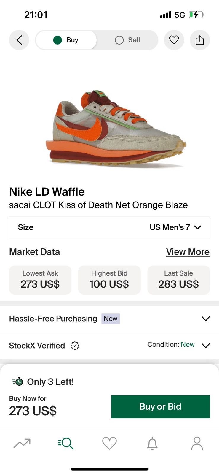 CLOT × Nike × Sacai Nike Waffle x Sacai CLOT Kiss Of Death Net Orange Blaze Size US 8.5 / EU 41-42 - 14 Thumbnail
