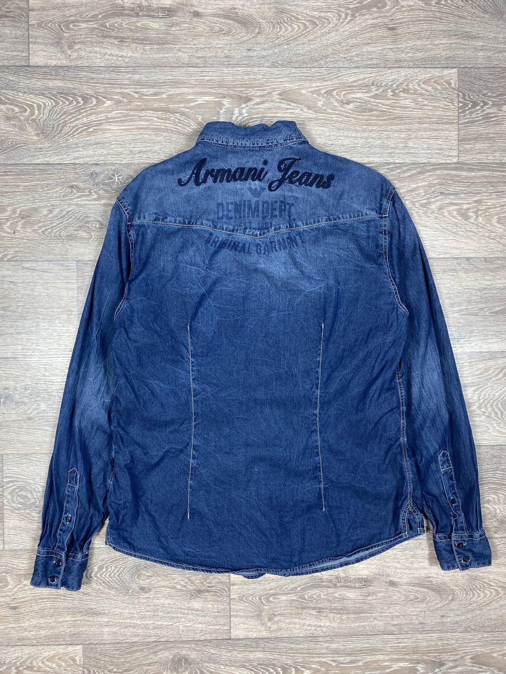 Vntg y2k big logo Armani Jeans Denim shirt