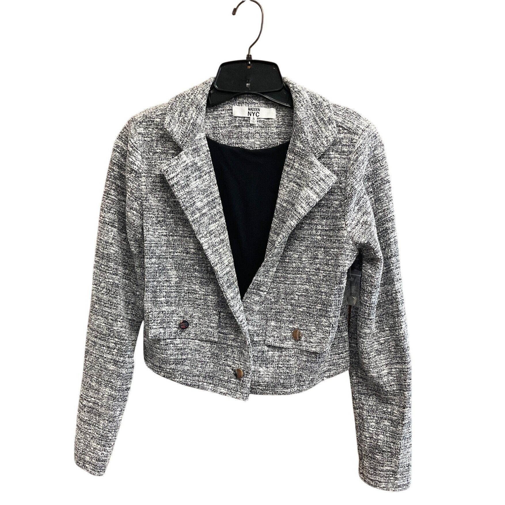 Madden NYC Madden NYC Womens Tweed Cropped Blazer Jacket Size S Size S / US 4 / IT 40 - 2 Thumbnail