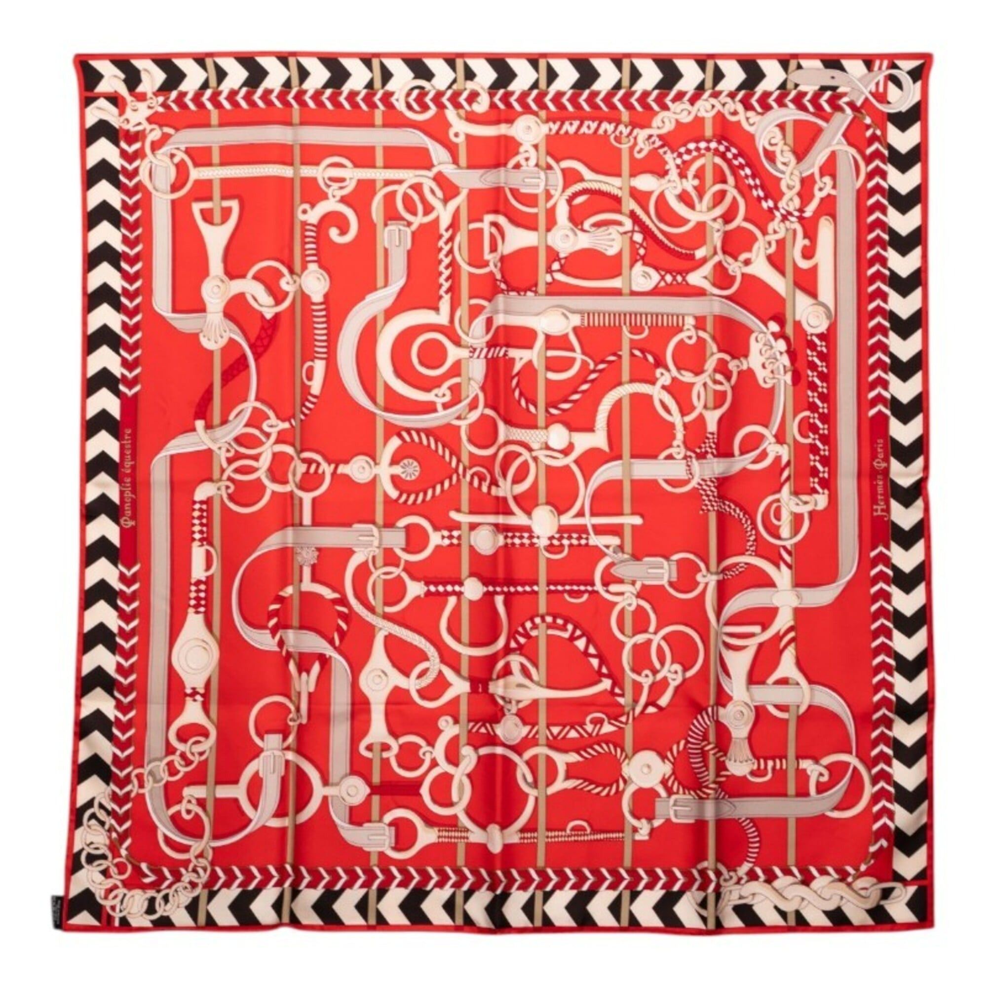 Hermes Hermes Carre 90 Panoplie Equestre Equestrian Equipment Set Scarf Muffler Red Multicolor Silk Women's HERMES Size ONE SIZE - 1 Thumbnail