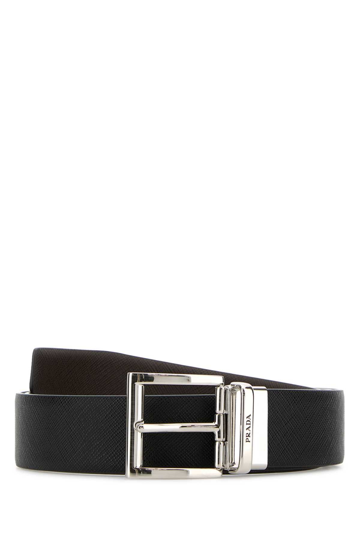 Prada Black Leather Reversible Belt Size ONE SIZE - 1 Thumbnail