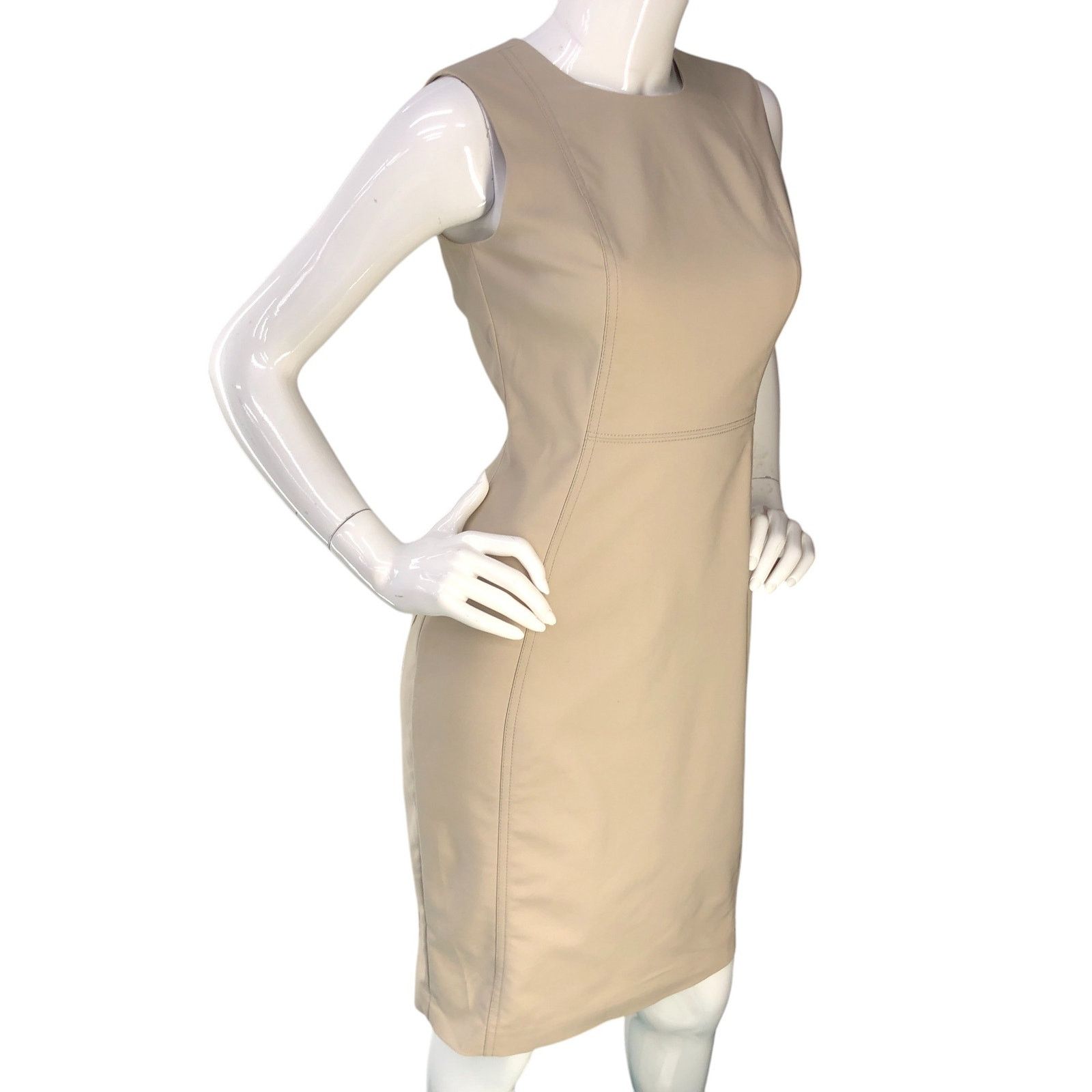 Calvin Klein Calvin Klein Size 4 Dress Sheath Sleeveless Stretch Khaki Size S / US 4 / IT 40 - 10 Thumbnail