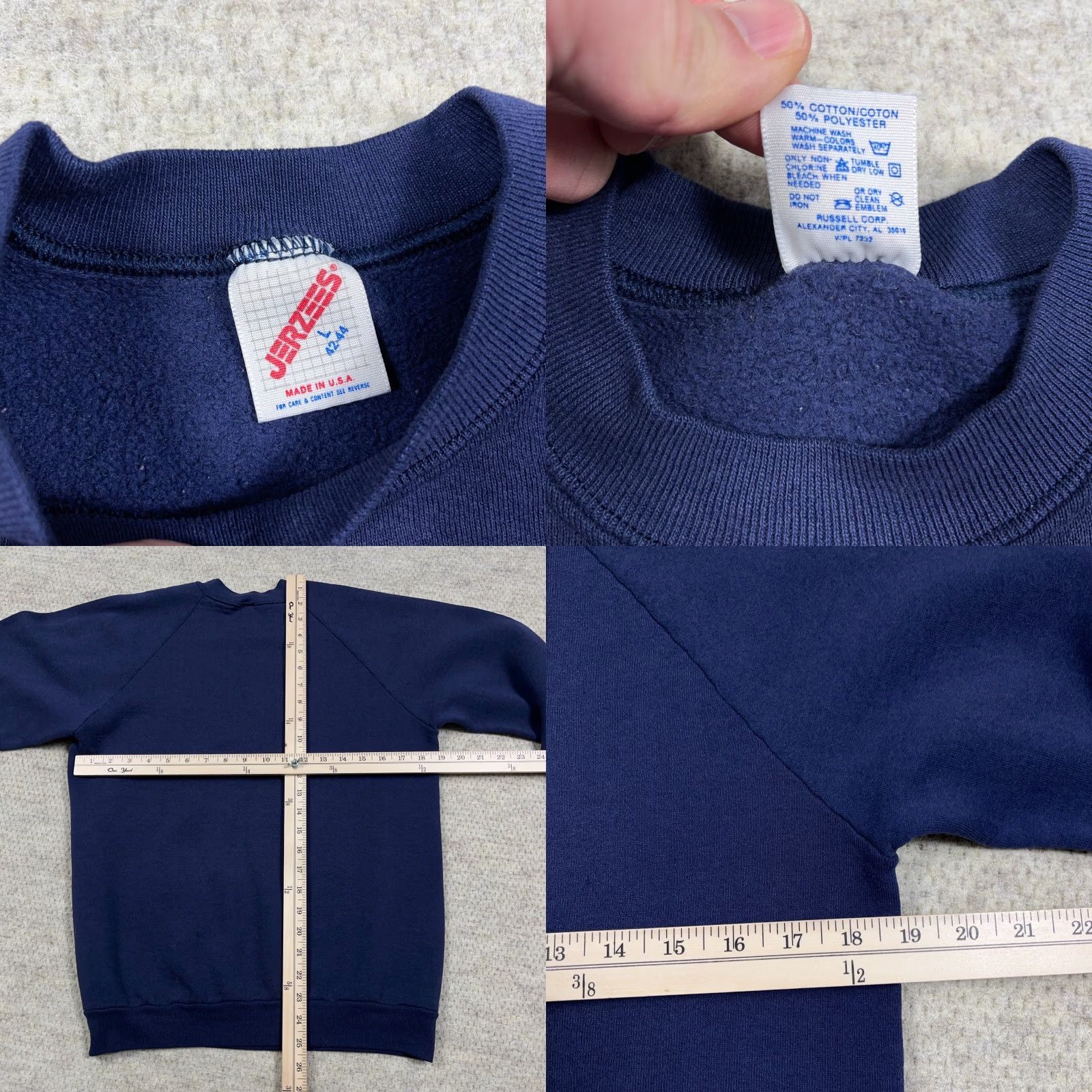 Jerzees Vintage Jerzees Blue Crewneck Sweatshirt Men L Indoor 90s USA Nature Graphic Print Bald Eagle, Faded Grunge, Classic Retro 80s 90s Shirt Mens Size US L / EU 52-54 / 3 - 8 Thumbnail