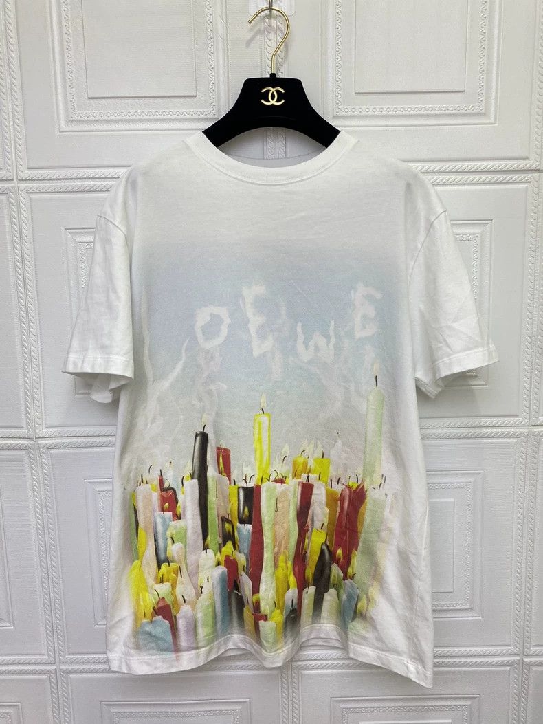 Loewe LOEWE White Candle Print Short Sleeve T-shirt -dmc Size US XS / EU 42 / 0 - 1 Thumbnail