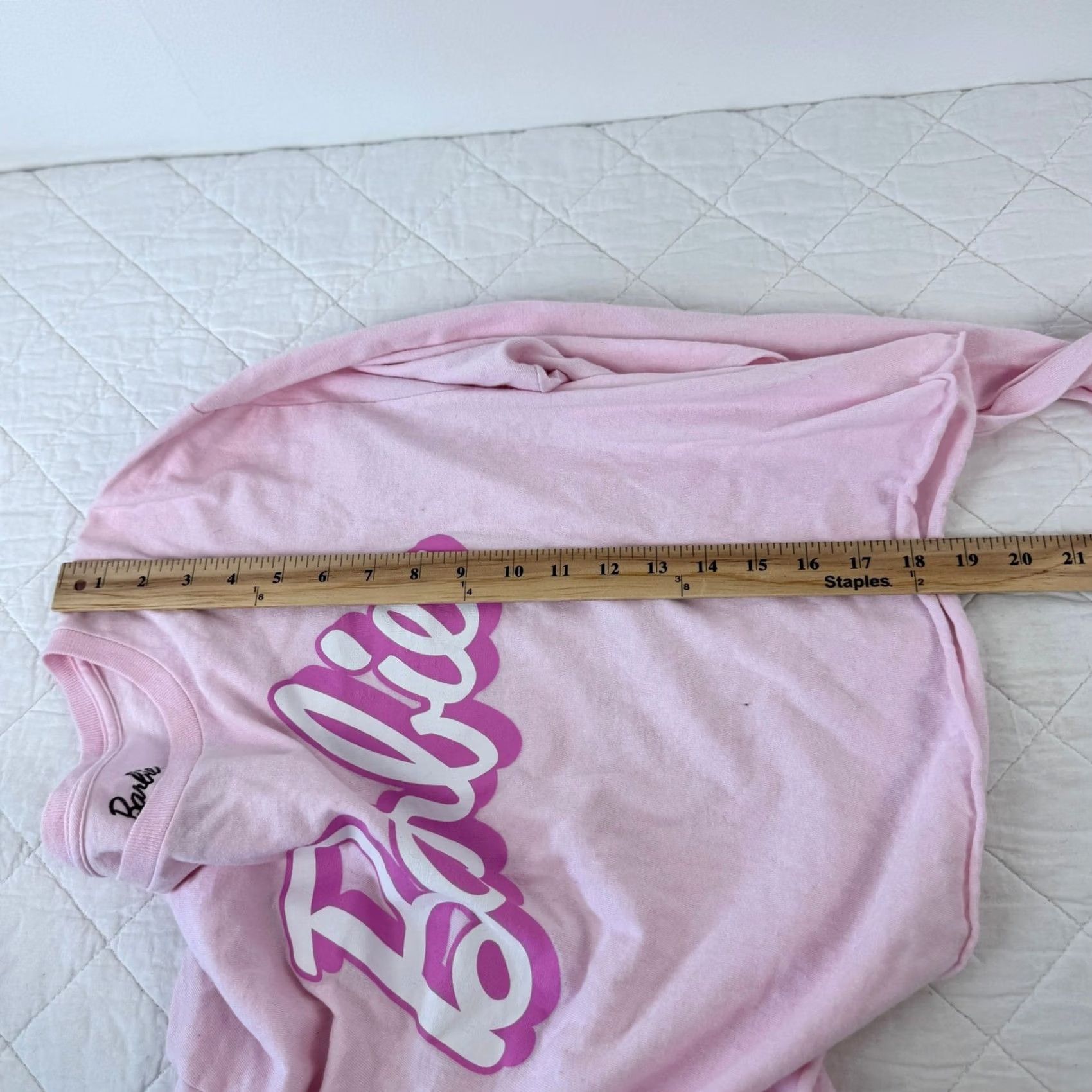 Forever 21 Forever 21 Barbie Pink Cropped Long Sleeve Graphic T-Shirt Cotton Retro L Size L / US 10 / IT 46 - 4 Thumbnail