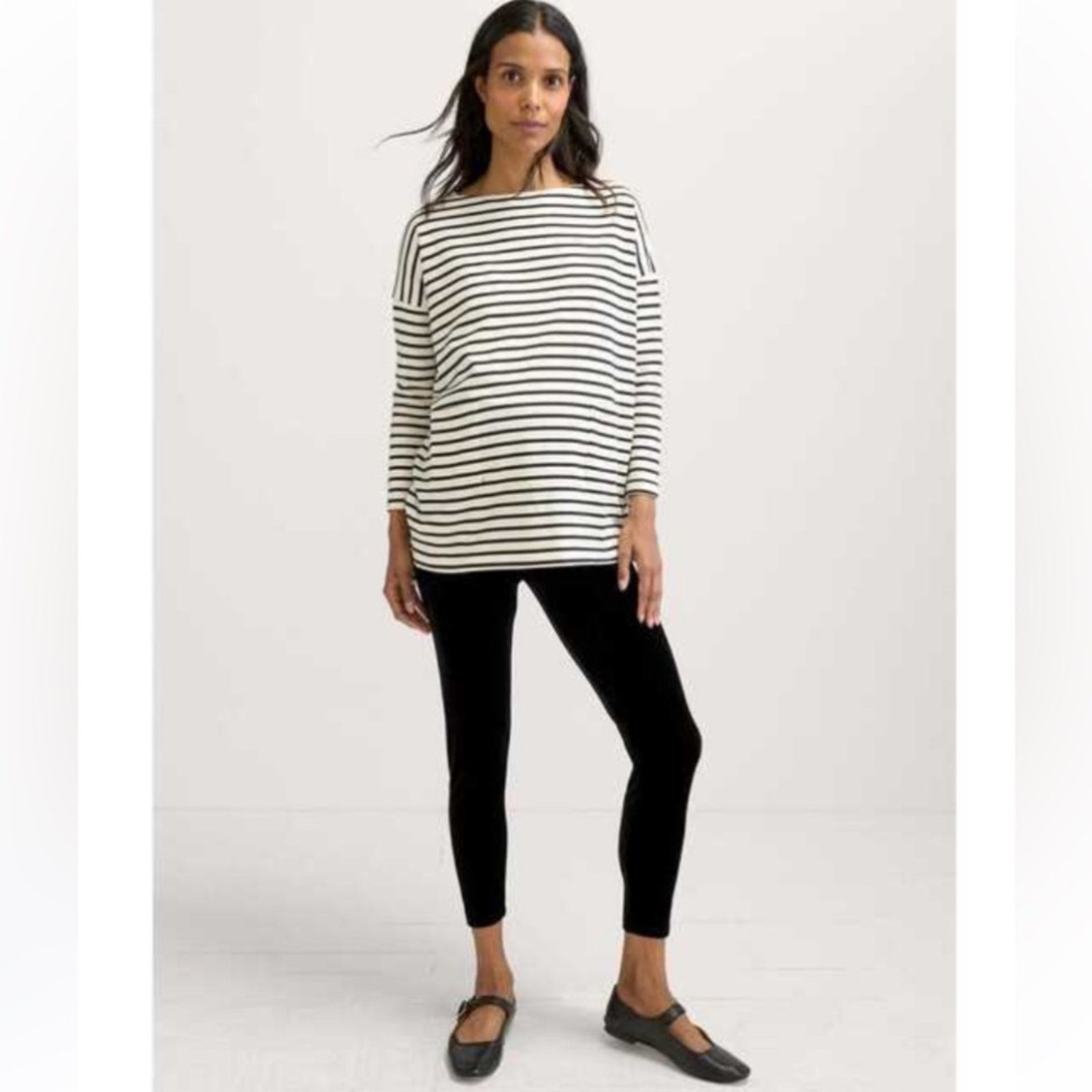 Other HATCH $148 Bateau Neck Striped Black Ivory Maternity Top 0 Size XS / US 0-2 / IT 36-38 - 4 Thumbnail
