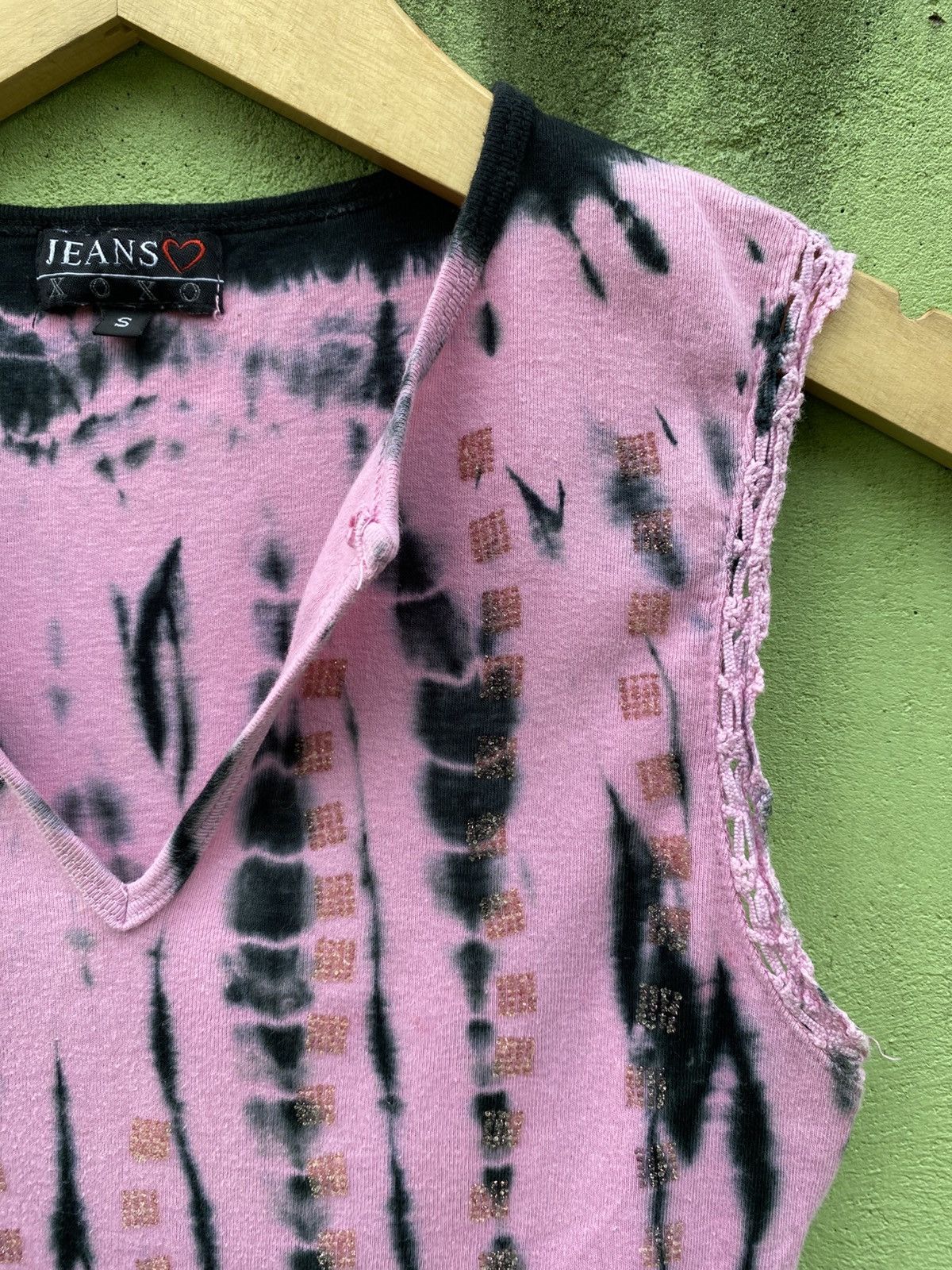 Vintage Jeans ♥️ XOXO Y2K Pink Distressed Grunge Top Made In USA Size S / US 4 / IT 40 - 4 Thumbnail