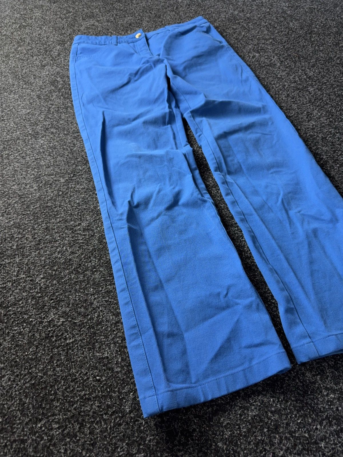 Escada Avant Garde Luxury Designer Escada gold logo Blue pants Size 31" - 2 Thumbnail