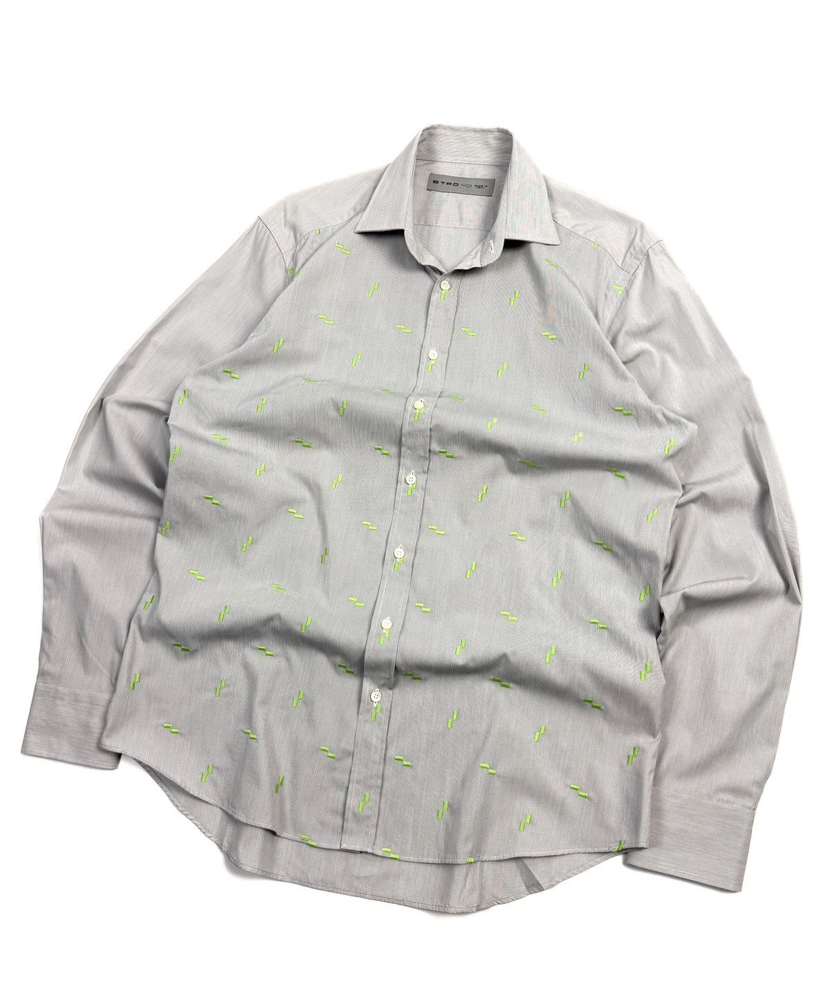 Etro Rare ETRO Luxury Cotton Button-Up Shirt Gray Italy Vintage Size US L / EU 52-54 / 3 - 5 Thumbnail