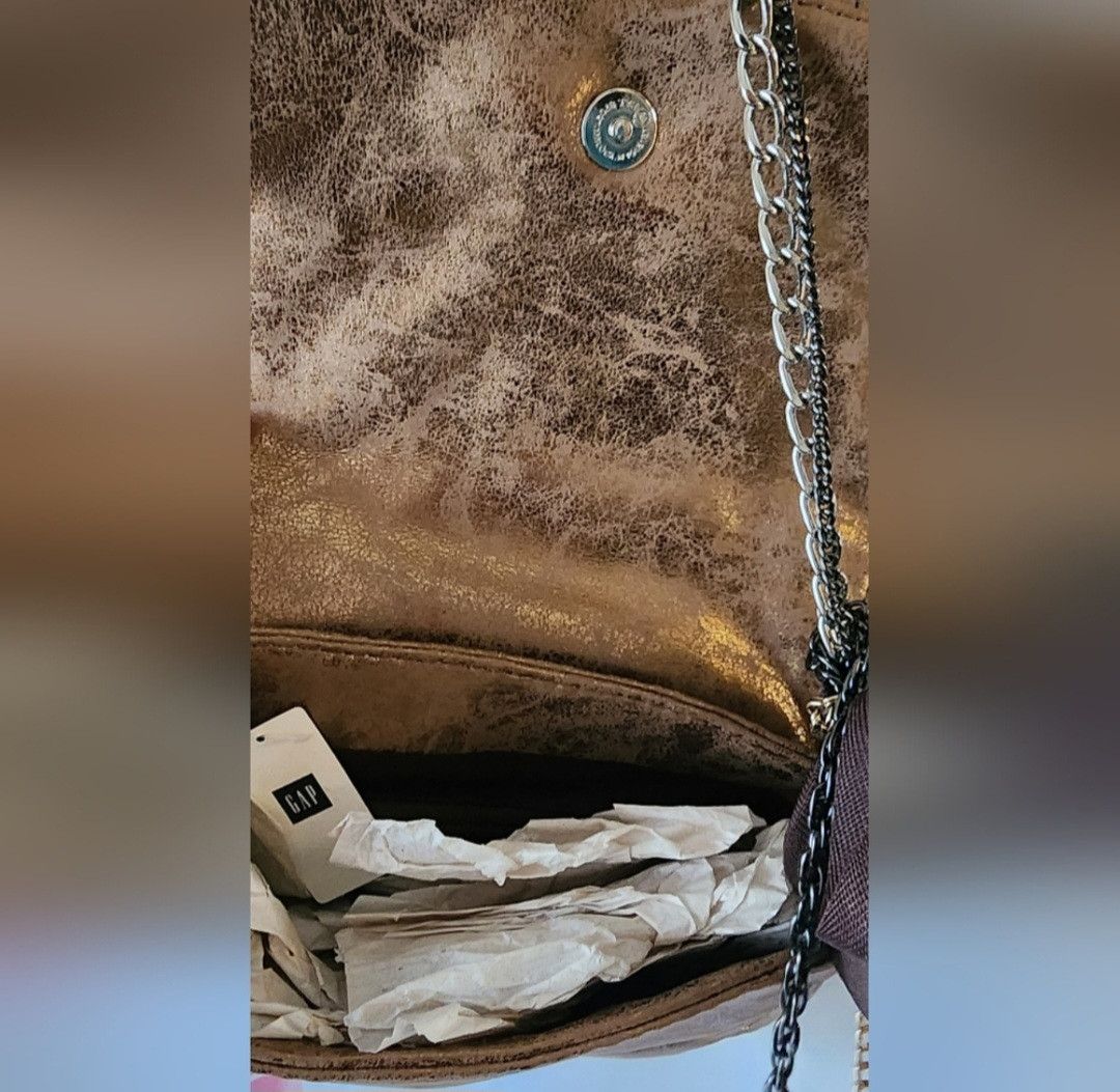 Gap NWT Gap Crossbody Bag Bronze Gold Silver Chain Straps 8.5" Size ONE SIZE - 2 Thumbnail