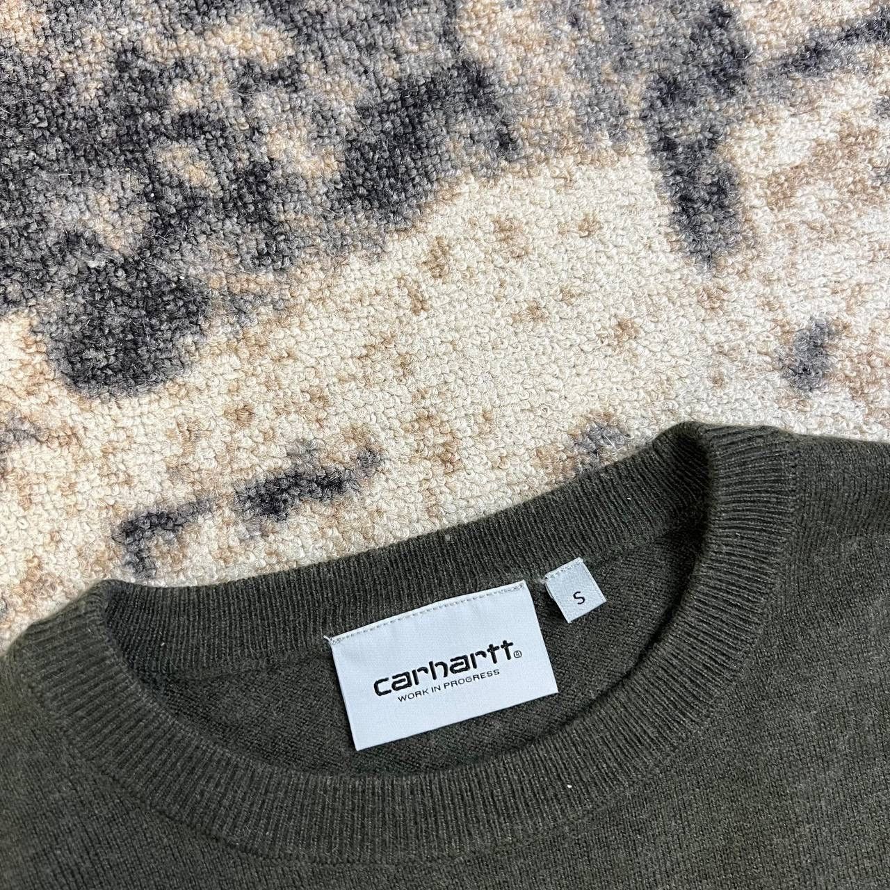 Carhartt Wip Carhartt WIP Tab Logo Vintage Light Khaki Sweater Y2K Style Size US S / EU 44-46 / 1 - 5 Thumbnail
