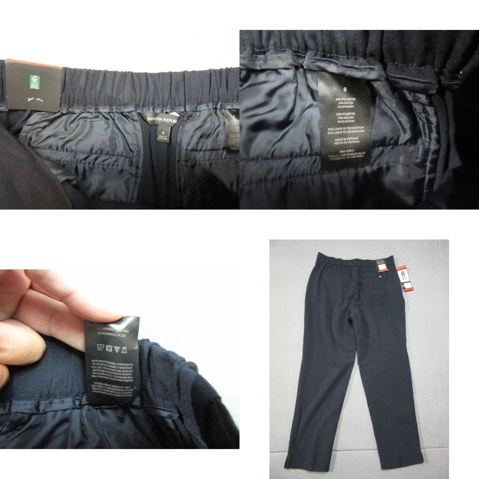 Banana Republic Banana Republic Womens Pants - Black Rayon Stretch High Rise Tapered Leg Pull On Size 34" / US 12 / IT 48 - 8 Thumbnail