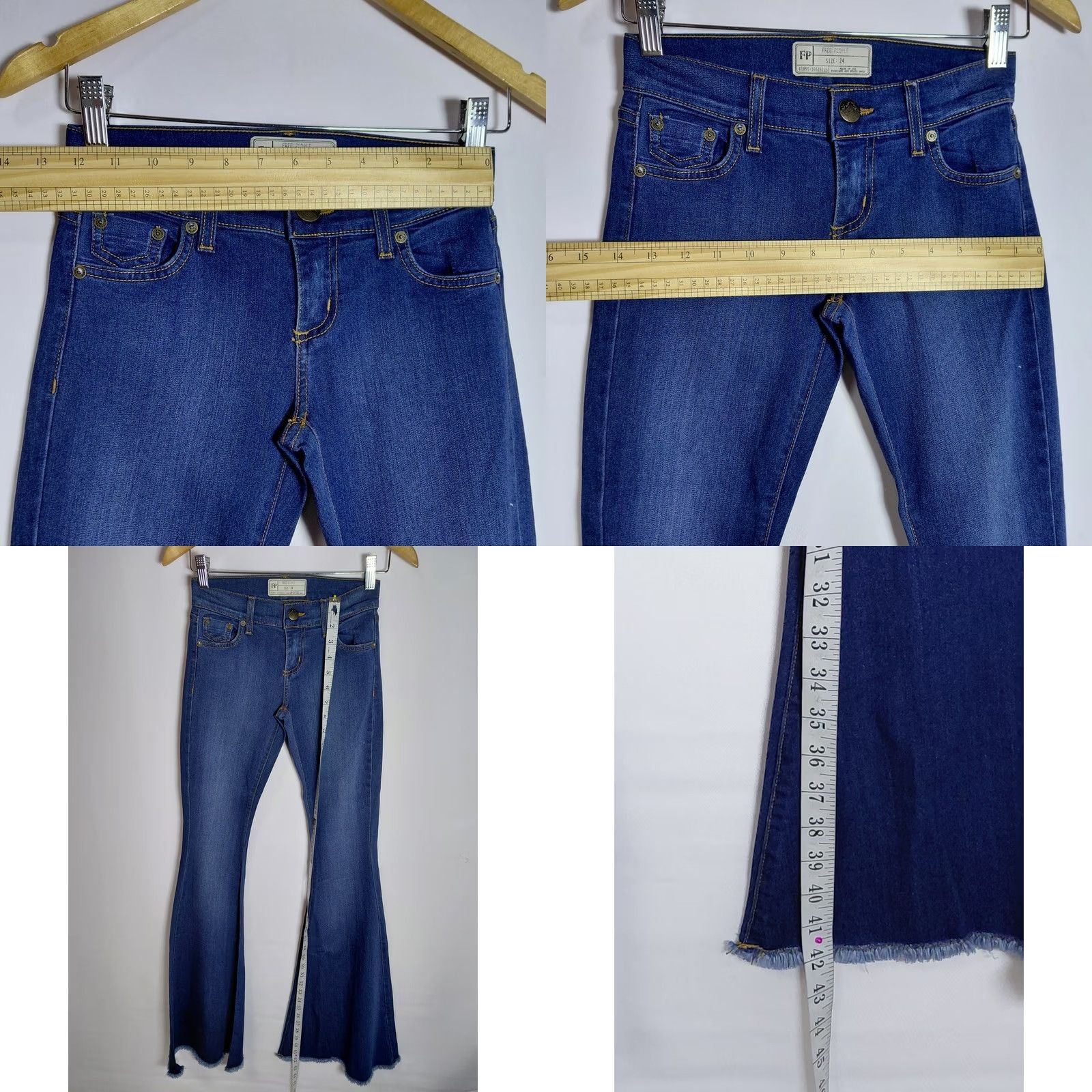 Free People FREE PEOPLE Flare Jeans Jeans Blue Women 24 Regular Denim Cotton Spandex Solid Stretch Comfort Women Jeans Size 42" / US 20 - 8 Thumbnail