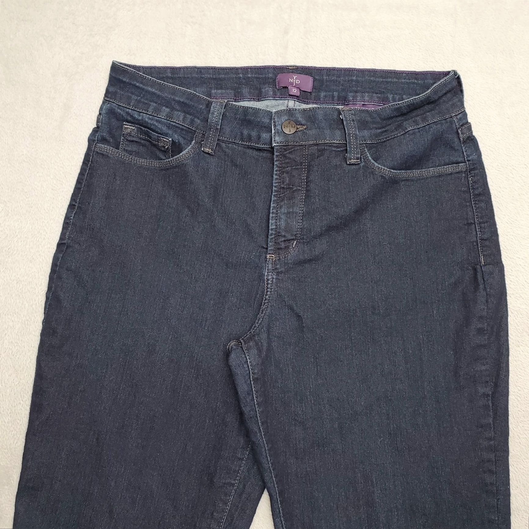Vintage NYJD Jeans Womens 30x32 Blue Straight Leg Stretch Embroidered Pocket 5-Pocket Denim Cotton Blend Jeans Size 12 90s Womens Size 34" / US 12 / IT 48 - 3 Thumbnail