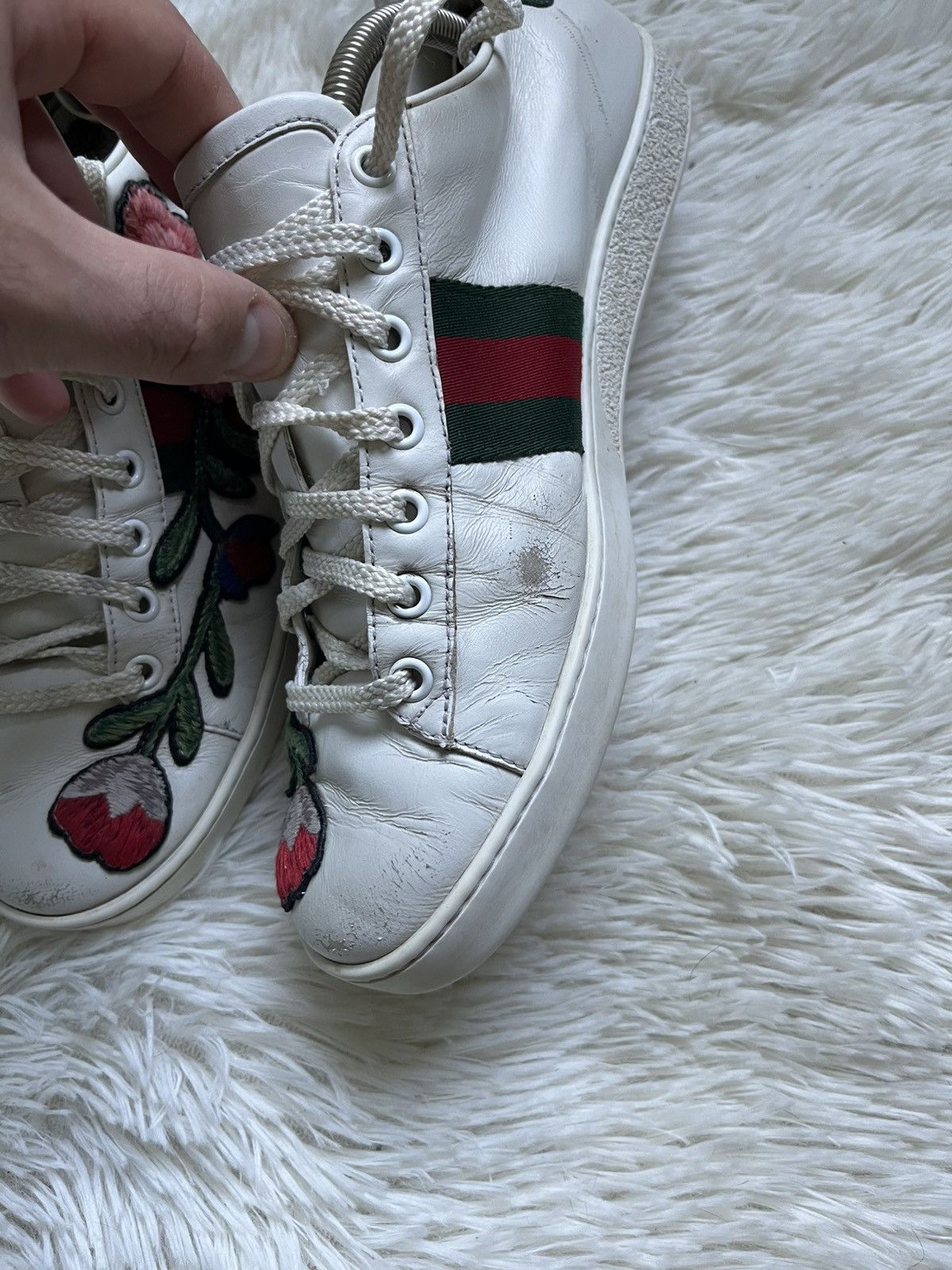 Gucci Gucci ace Floral Print Leather Sneakers Size US 9 / IT 39 - 3 Thumbnail