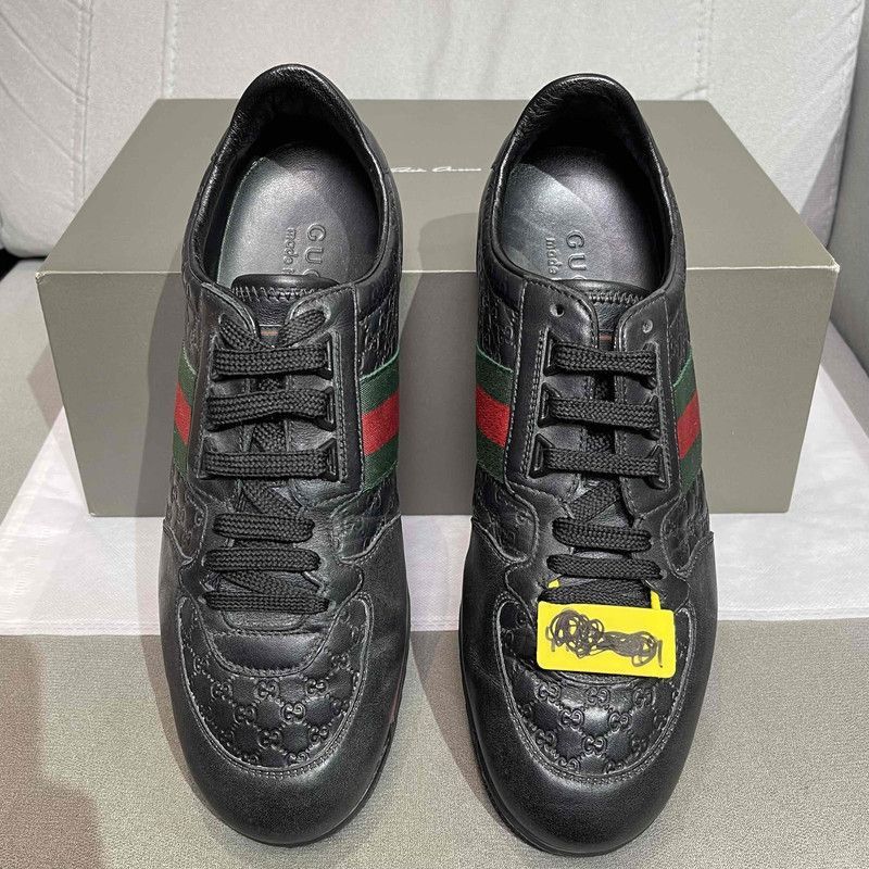 Gucci Gucci Black Leather Casual Sneakers Size US 8 / EU 41 - 2 Thumbnail