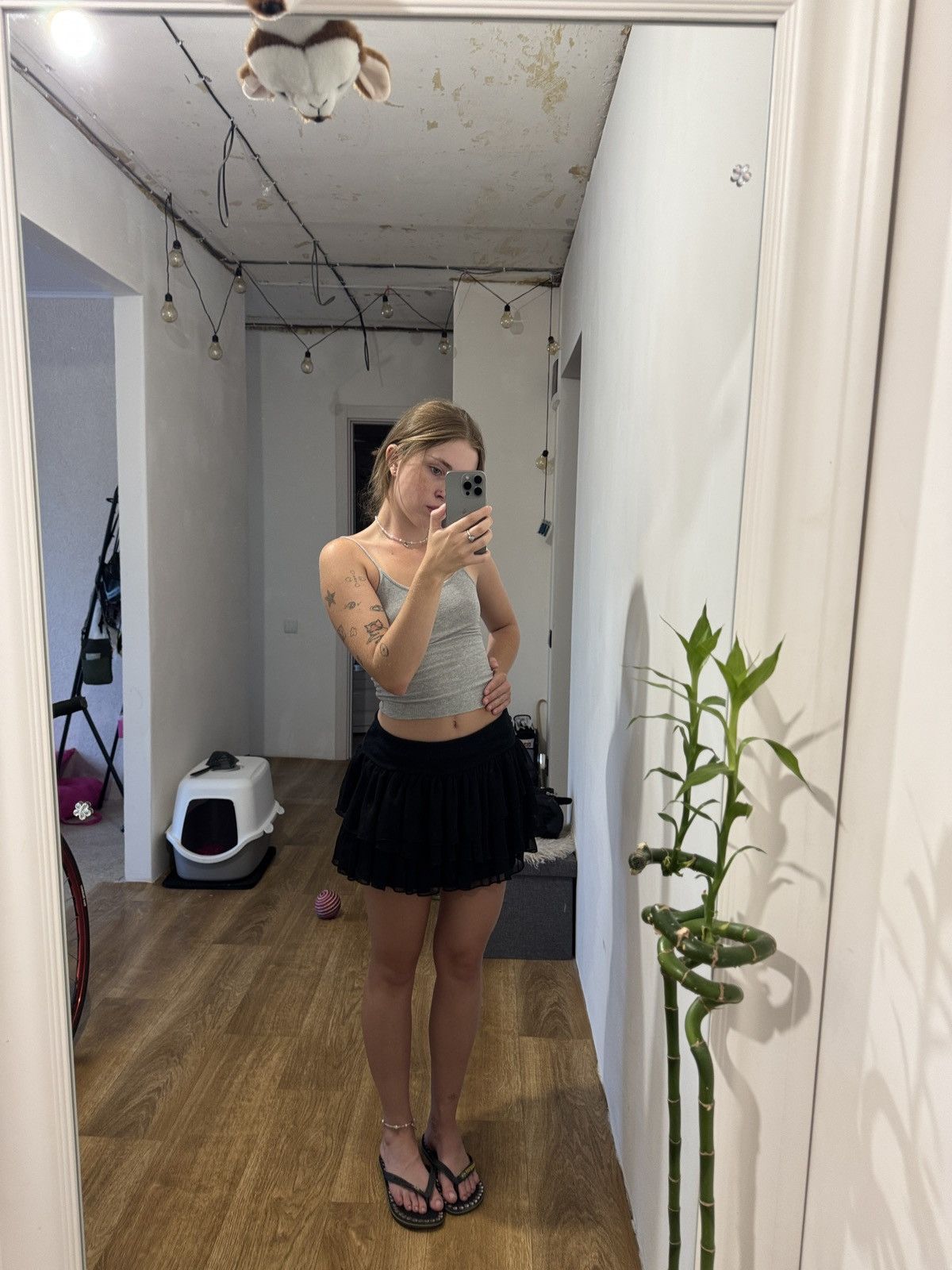 VINTAGE MESH RUSHES 2000s SKIRT
