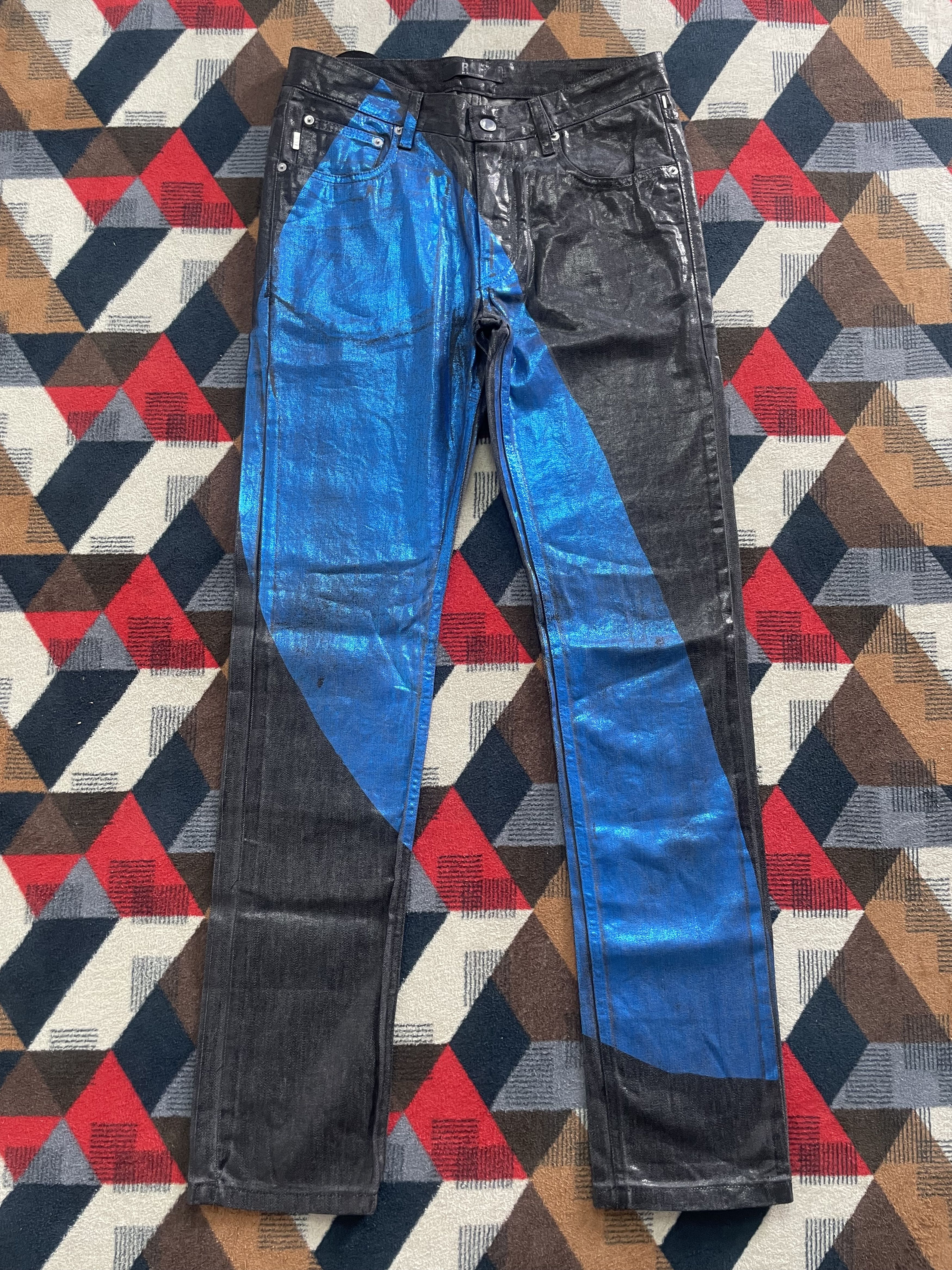 Raf Simons Raf Simons Waxed Coated Blue Painted Denim Size US 32 / EU 48 - 1 Thumbnail