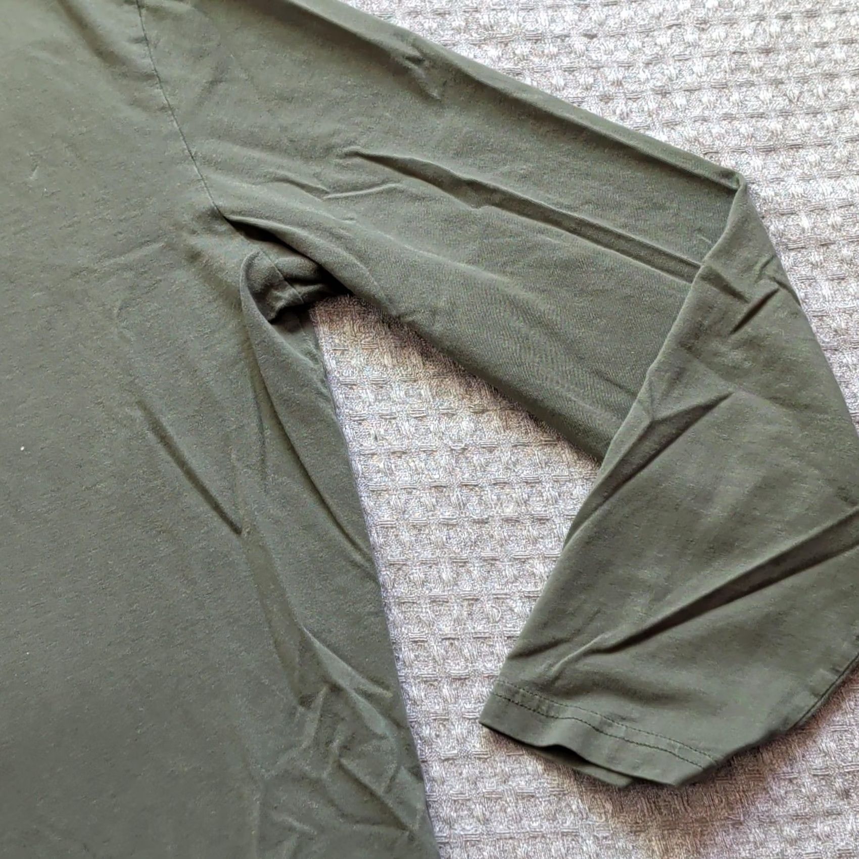 Balibaris Shirt Green Organic Cotton Long Sleeve Henley Tee Casual Mens Small, Men's — image 3 of 6