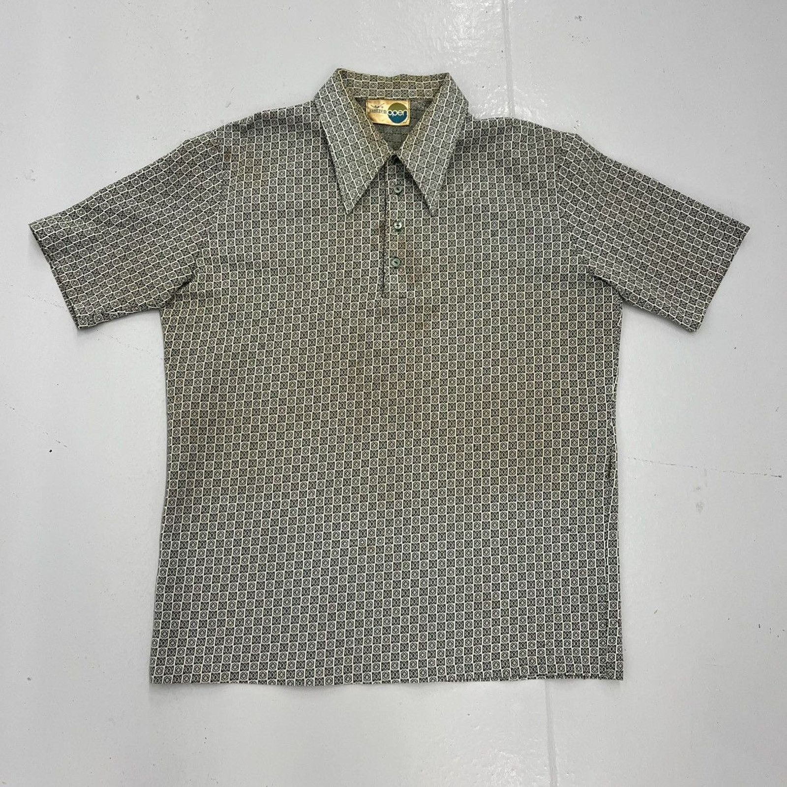 Jantzen Vintage 60s 70s Jantzen Open Green Pattern Dagger Polo Size US XL / EU 56 / 4 - 1 Thumbnail