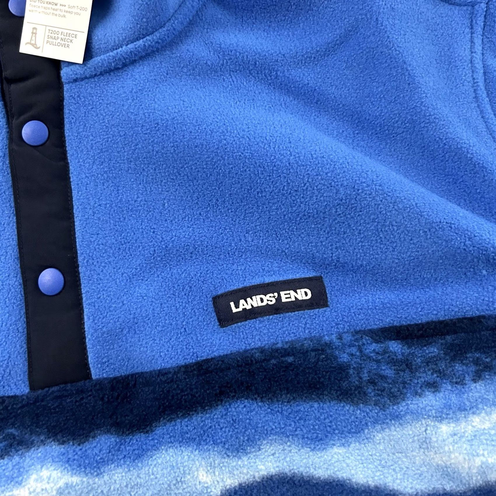 Lands' End Lands' End Pullover Jacket Snap Button Fleece Blue XL Men Size US XL / EU 56 / 4 - 2 Thumbnail