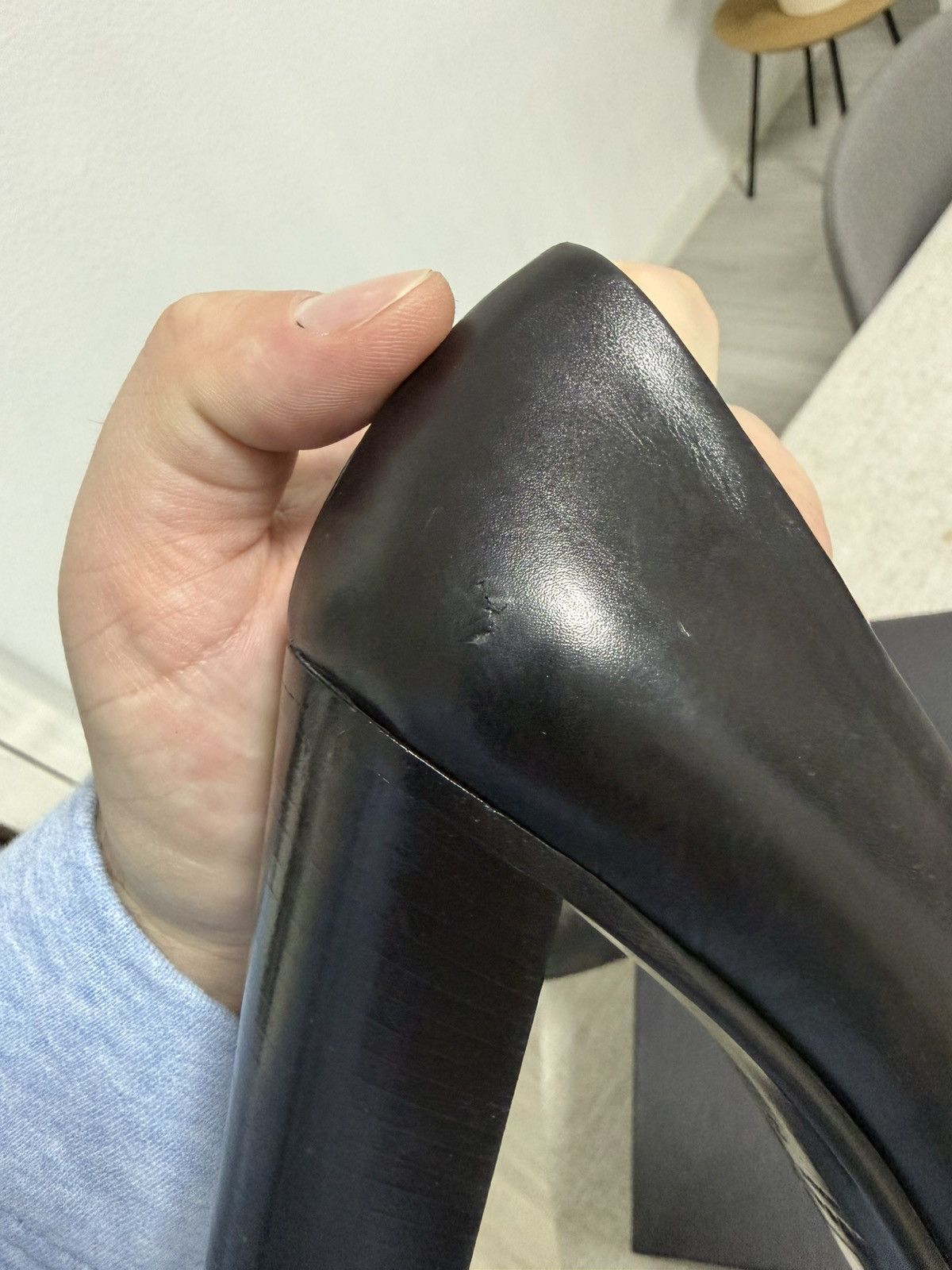 Jil Sander Jil Sander Black Leather Heels with Embossed Toe 38 Size Size US 8 / IT 38 - 9 Thumbnail