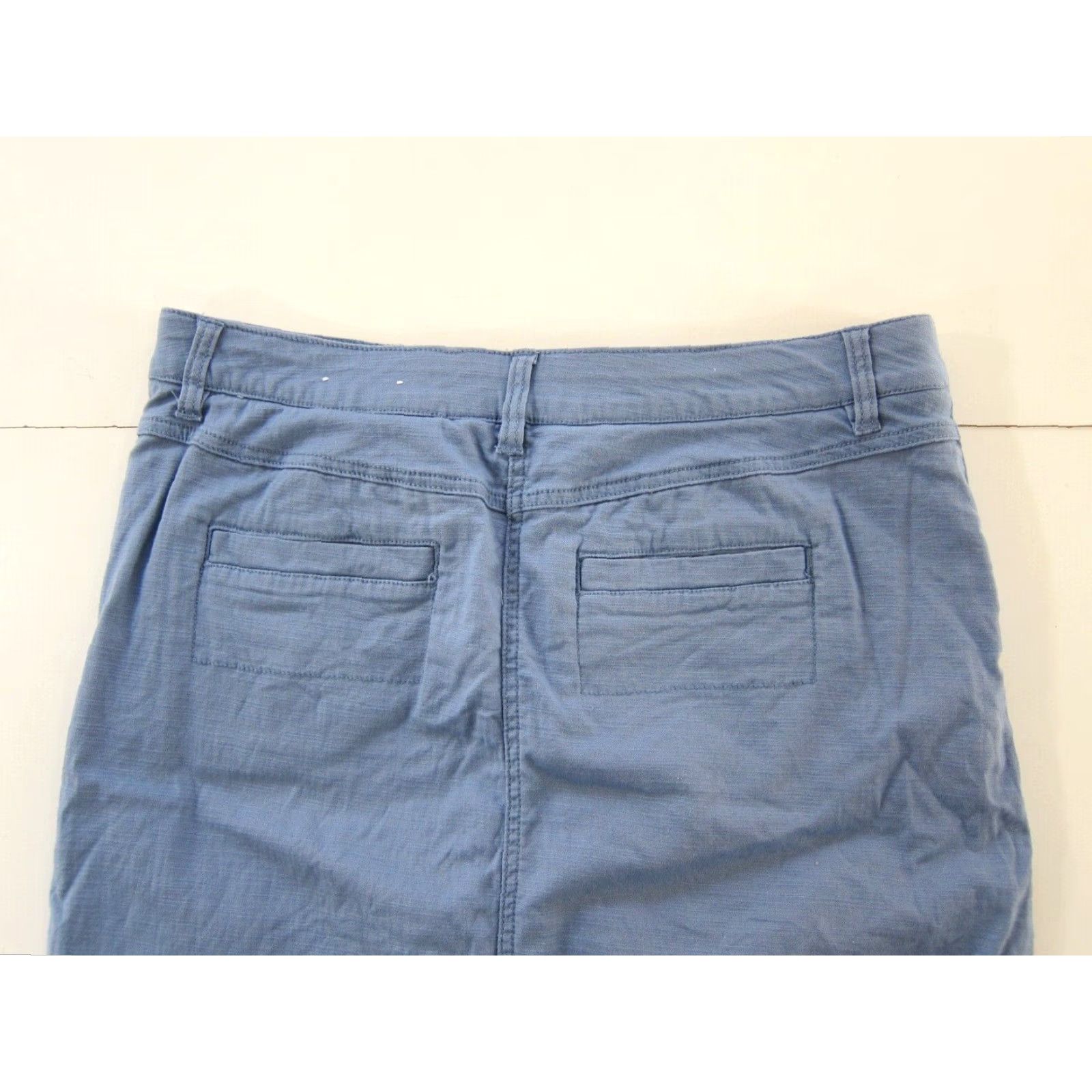 Vintage Intro Love The Fit Blue Cotton Stretch Button Pocket Skirt Skort Women 10 Size 32" / US 10 / IT 46 - 6 Thumbnail
