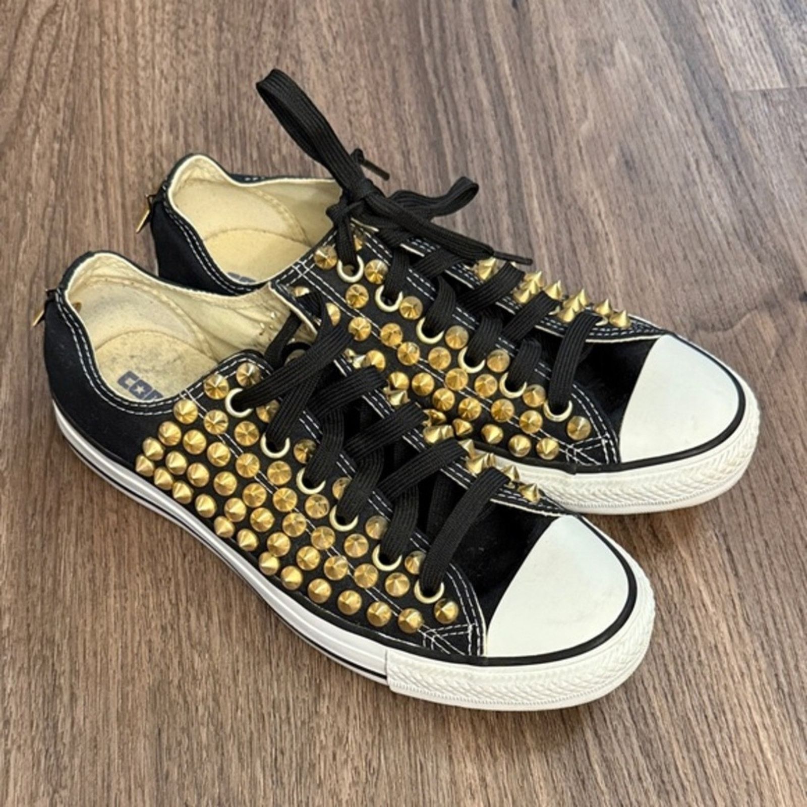 Converse Black and Gold spiked Studded Sneakers