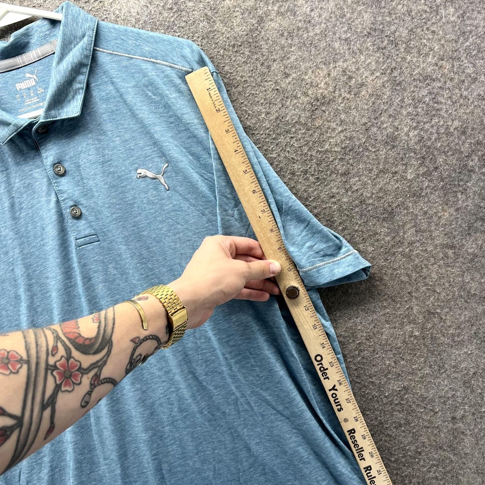 Puma Puma Shirt Mens Large Blue Heather Golf Polo Performance Short Sleeve Logo Polo Size US L / EU 52-54 / 3 - 4 Thumbnail