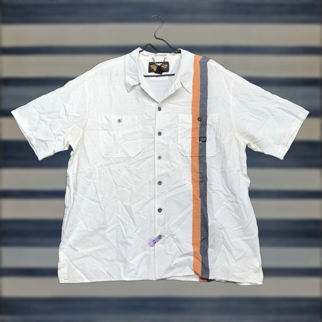 Harley Davidson VINTAGE Harley-Davidson Mens Shirt XL White Graphic Print Crew Neck / Short Sleeve / Button Embroidered Logo USA Biker Size US XL / EU 56 / 4 - 1 Thumbnail