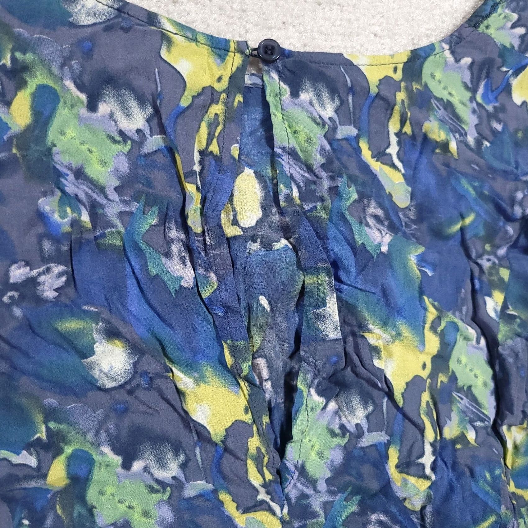 Free People Free People Shirt Large Blue Floral Cropped Peasant Top Bohemian S/S Women's Size L / US 10 / IT 46 - 7 Thumbnail