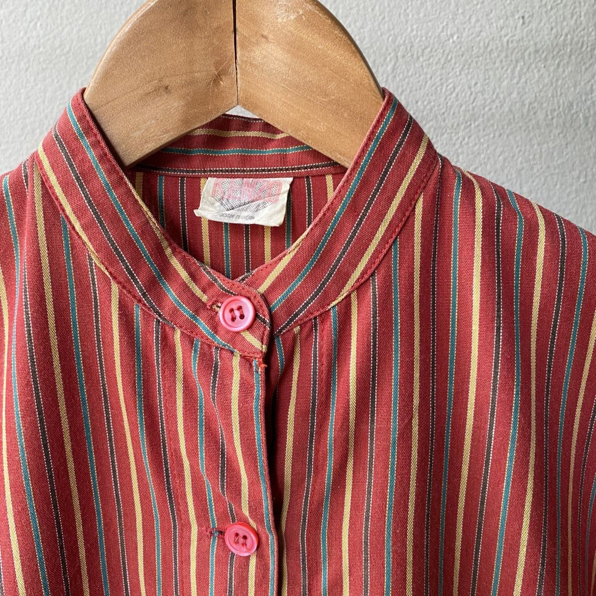 Kenzo Kenzo Vivid Red Stripe Mandarin Blouse Size M / US 6-8 / IT 42-44 - 3 Thumbnail
