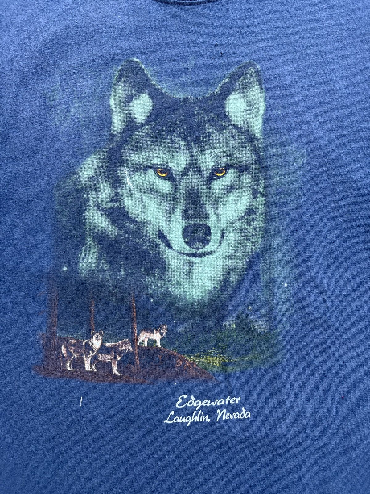Gildan × Vintage Vintage 90s Gildan “Edgewater Laughlin, Nevada” Wolf T-Shirt Size US L / EU 52-54 / 3 - 4 Thumbnail