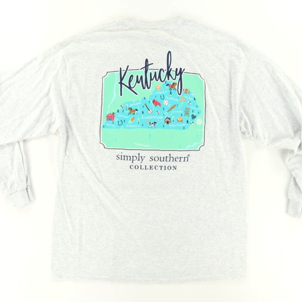 Vintage Simply Southern Kentucky Solid T-Shirt Gray Men's XL Shirt Long Sleeve Crew Neck Cotton Blend Adult Men Size US XL / EU 56 / 4 - 4 Thumbnail