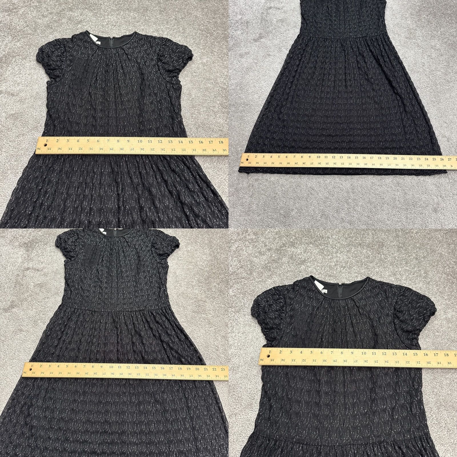 MAGGY LONDON Maggy London Metallic Silk Textured Bubble Midi Dress Women 14 Black Puff Sleeve Dress M/L Shop Fashion Size XL / US 12-14 / IT 48-50 - 8 Thumbnail