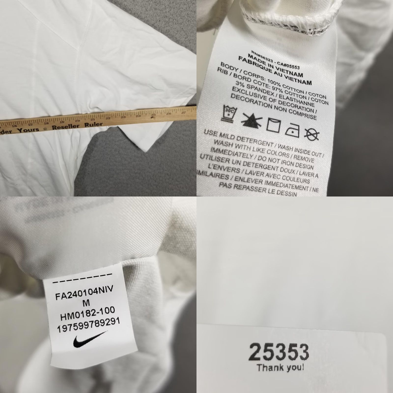 Nike Nike Air Shirt Mens M White Black Ringer T-Shirt Raglan Logo HM0182-100 Size US M / EU 48-50 / 2 - 8 Thumbnail