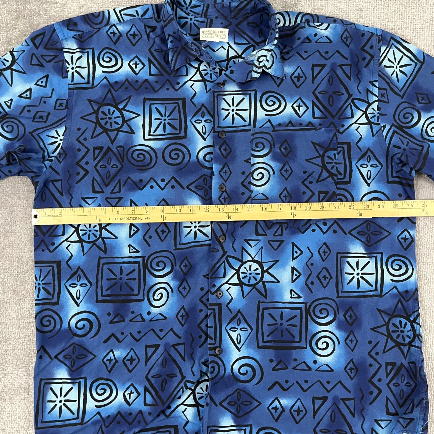 Banana Republic VINTAGE Banana Republic Safari Shirt Men 2XL Short Sleeve Geometric Blue Casual Travel Size US XXL / EU 58 / 5 - 4 Thumbnail