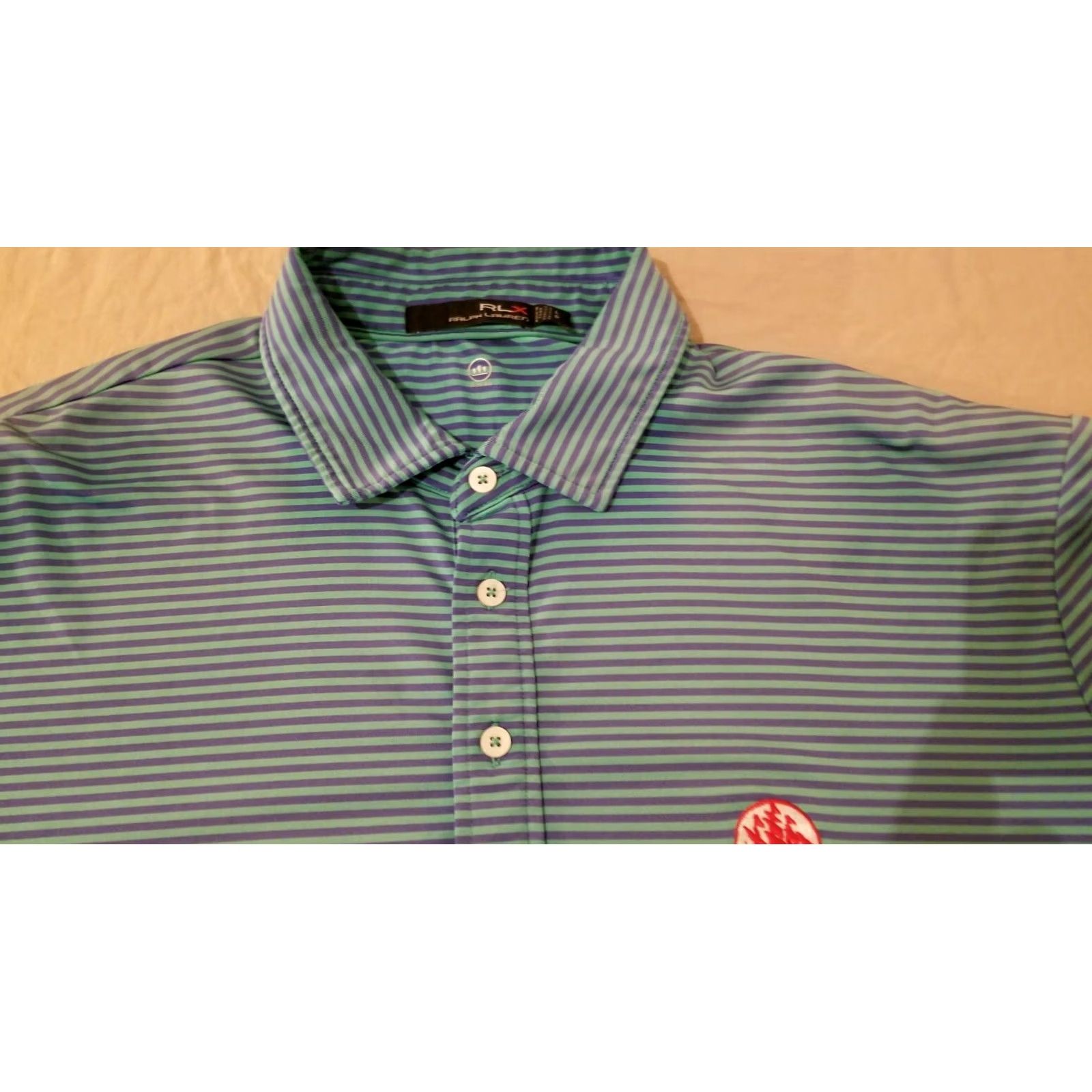 Polo Ralph Lauren Polo Ralph Lauren RLX Shirt L Large Green Blue Stripes Athletic Mens Size US XL / EU 56 / 4 - 2 Thumbnail