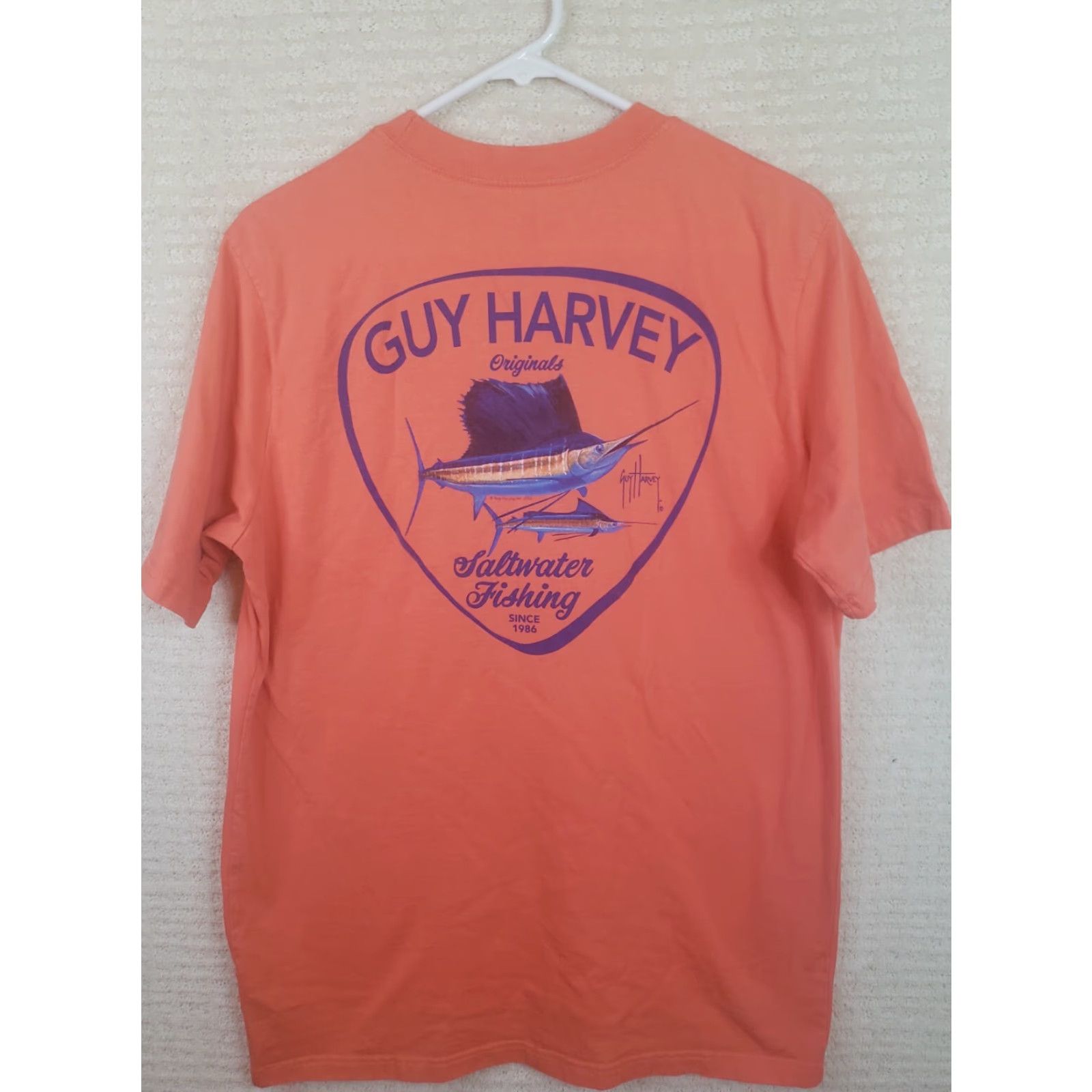 Guy Harvey Guy Harvey T-Shirt Men M Coral Peach Sailfish Logo Front Back Graphic Jersey Short Sleeve Crew Neck Outdoor Beach Sailfish Theme 90s? Size US M / EU 48-50 / 2 - 6 Thumbnail