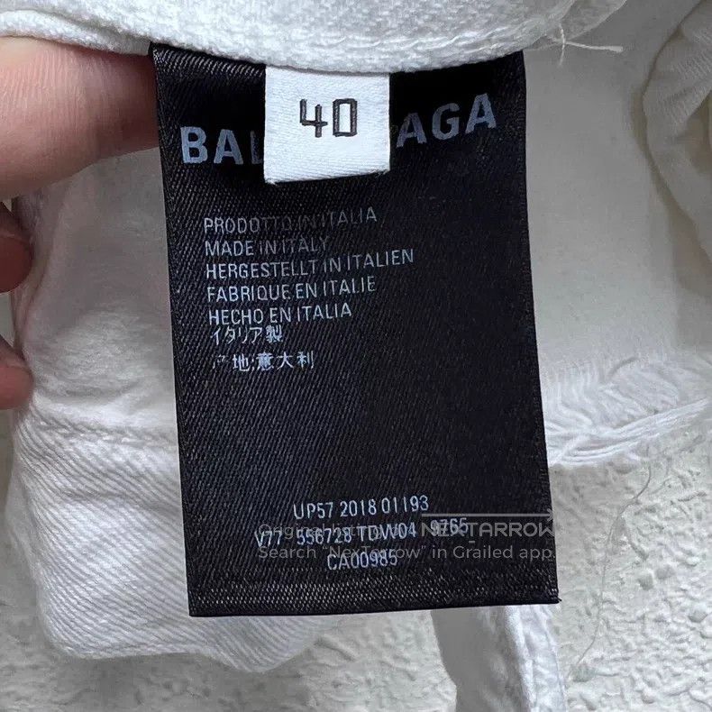 Balenciaga Balenciaga Collar Embroidered Ribbon White Denim Jacket Size S / US 4 / IT 40 - 6 Thumbnail