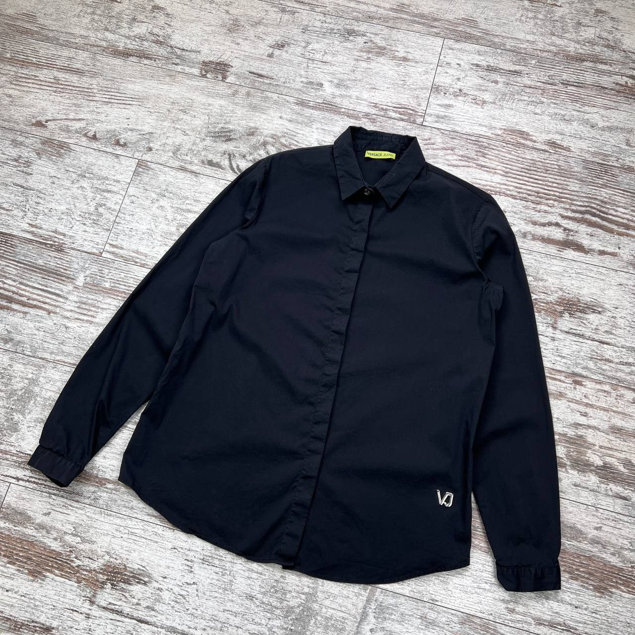Versace Jeans Couture VERSACE JEANS Black Designer Shirt with VJ Logo Size M / US 6-8 / IT 42-44 - 3 Thumbnail