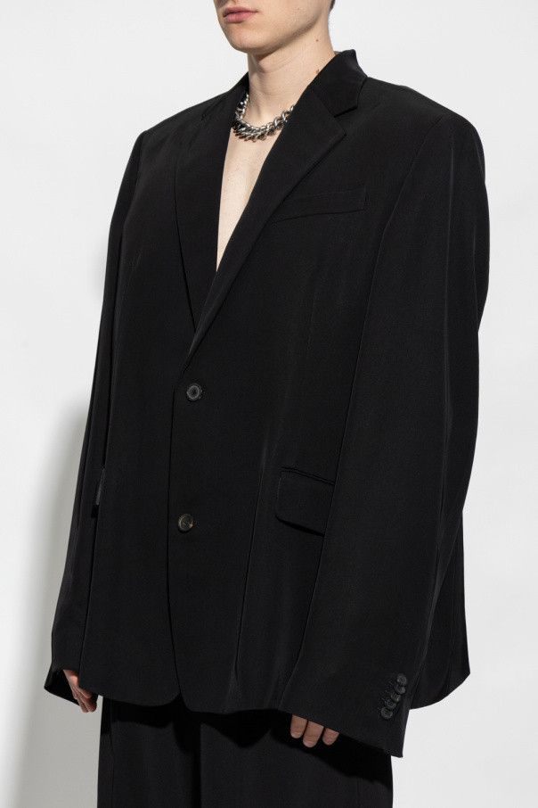 Balenciaga o1bcso1str1124 Curved Shoulder Jacket in Black Size US S / EU 44-46 / 1 - 3 Thumbnail