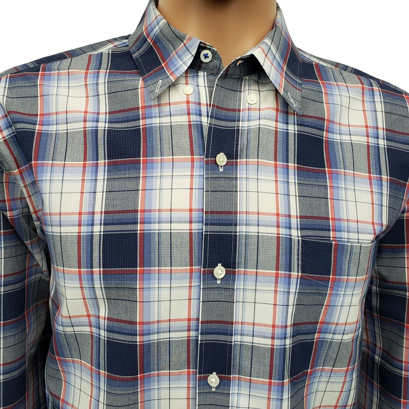 J.McLaughlin J. McLaughlin Contrast Collar Flip Cuff Shirt XL Plaid Check Size US XL / EU 56 / 4 - 4 Thumbnail