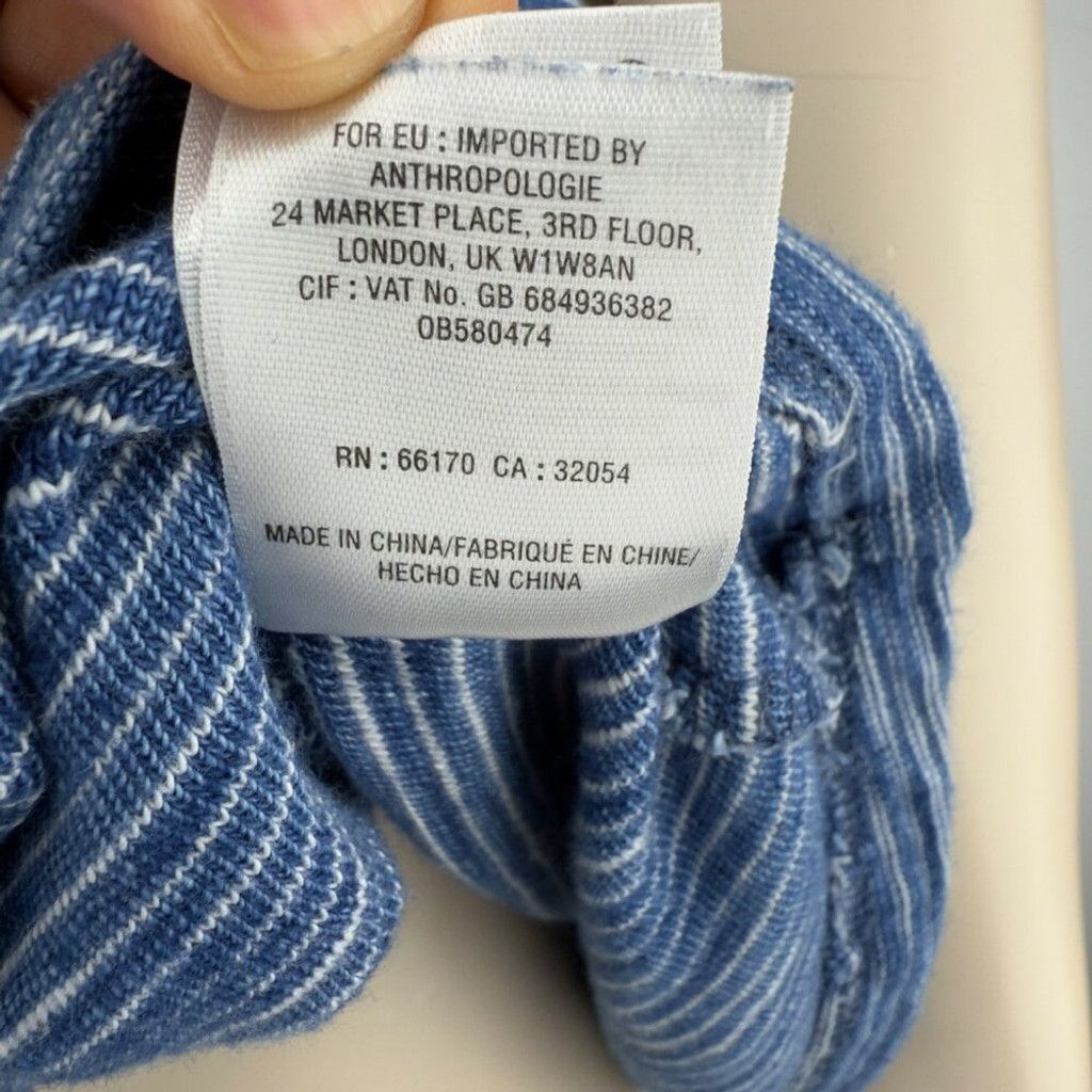 Anthropologie ANTHROPOLOGIE Postmark Large Blue White Mock Neck Tank Sz M Size M / US 6-8 / IT 42-44 - 7 Thumbnail