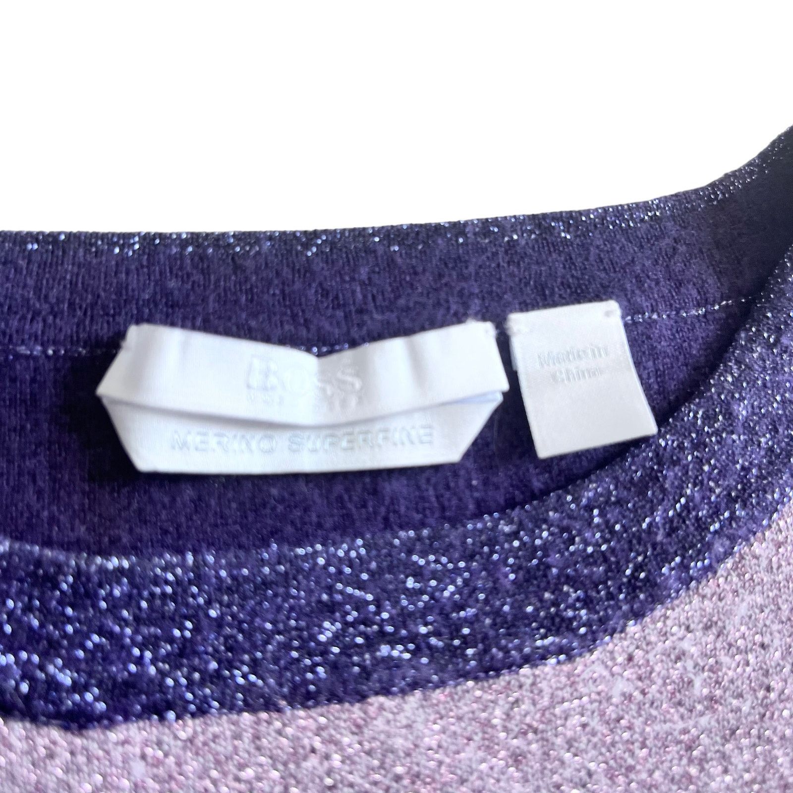 Hugo Boss HUGO BOSS Colorblock Top Sweater Pink Purple Black Metallic Size L / US 10 / IT 46 - 6 Thumbnail