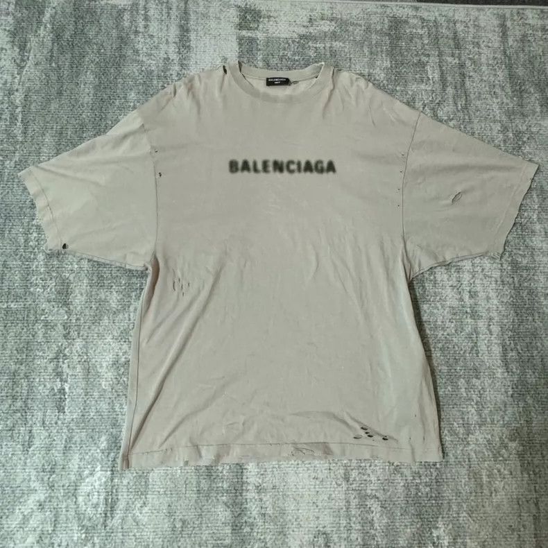 Balenciaga Balenciaga Grey Blurred Mosaic Logo Short Sleeve Size US M / EU 48-50 / 2 - 1 Thumbnail