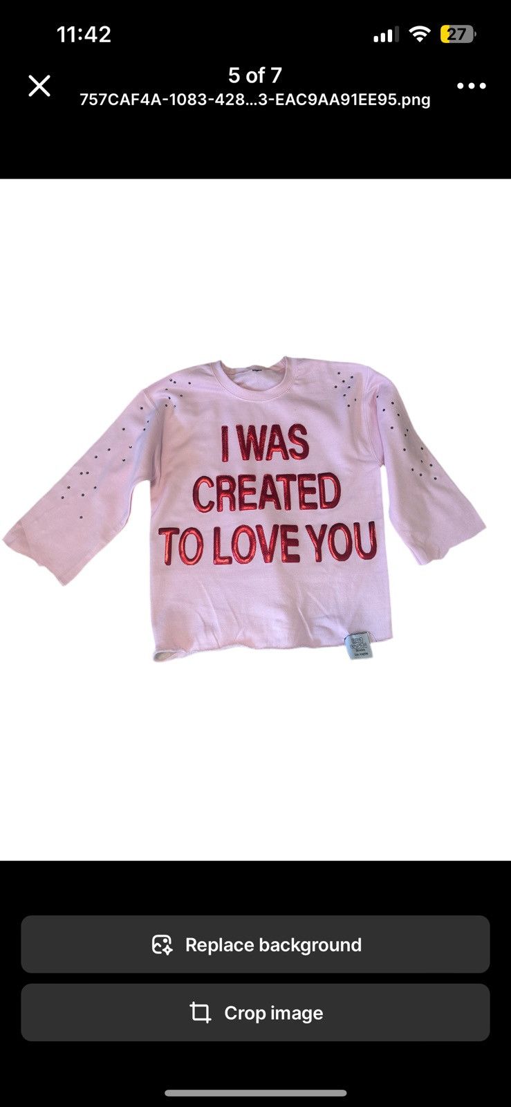 Vintage I WAS CREATED TO LOVE YOU CROPPED SWEATSHIRT Size S / US 4 / IT 40 - 1 Thumbnail