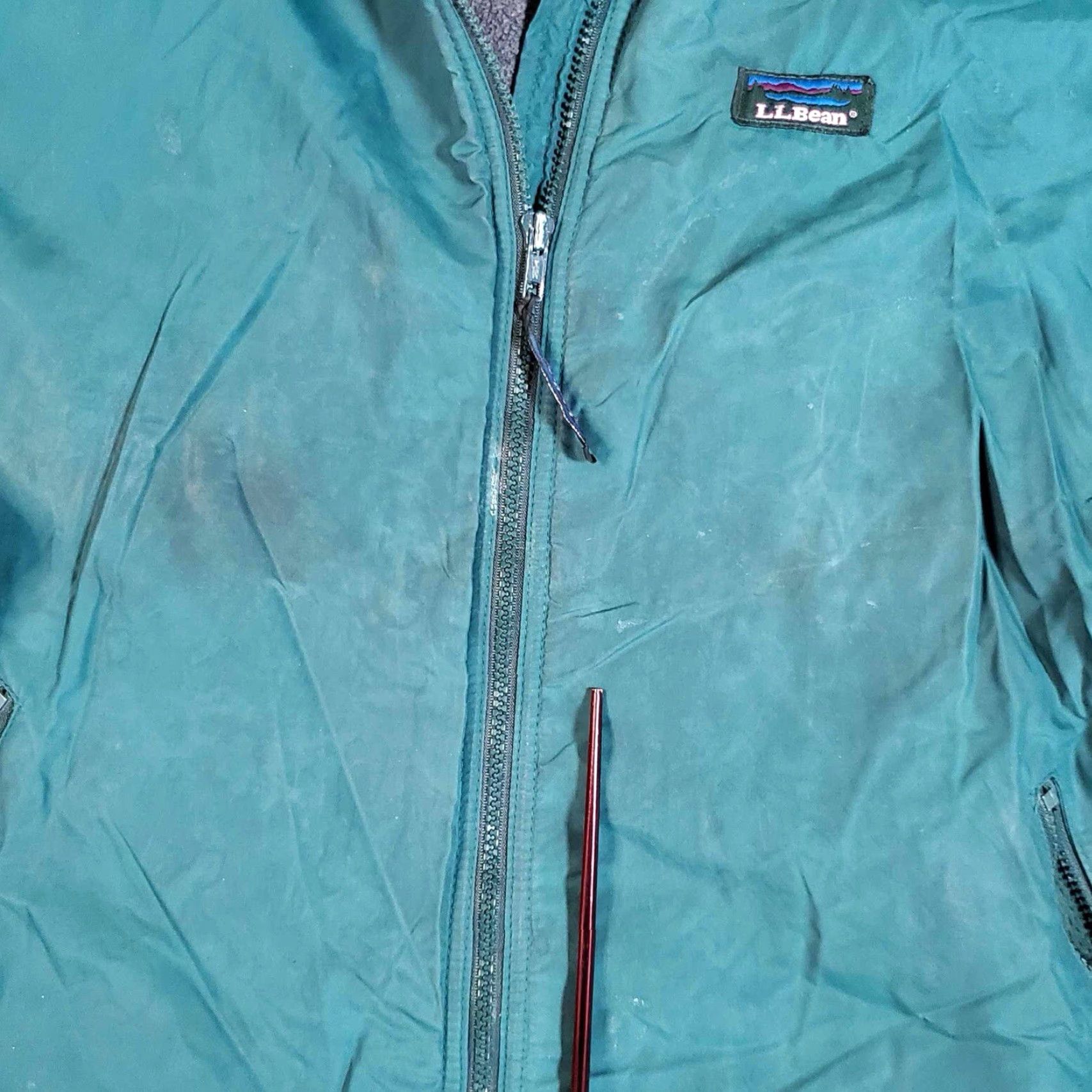 Vintage VINTAGE 90s L.L. Bean Bomber Jacket Teal Blue Fleece Lined Full Zip Distressed Mens Size L Size US L / EU 52-54 / 3 - 3 Thumbnail